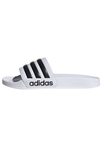 adidas Unisex Adilette Shower Slides, Cloud White / Core Black / Cloud White,40.5 EU