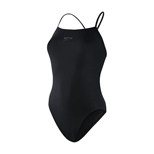 Speedo Damen Eco Endurance+ Einteiler Mit Dünnen Trägern One Piece Swimsuit, Schwarz, 40 DE EU