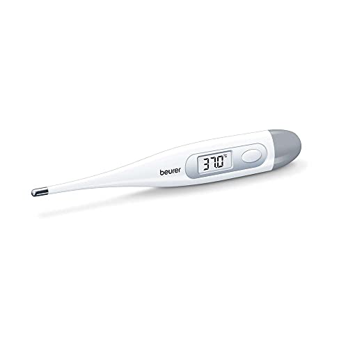 Beurer FT 09 Digital- und Körperthermometer, wasserdicht, LCD-Display mit Messbereich +/- 1 ºC, akustisches Signal, ohne Quecksilber, ohne Glas, Farbe Weiß