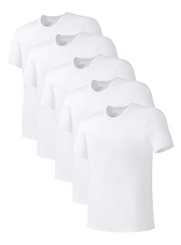 DAVID ARCHY Herren Unterhemden 5er Pack Weiche Bequeme Bambus Rayon Unterhemden Atmungsaktive T-Shirts Rundhals Unterwäsche Shirts