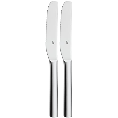 WMF Nuova Brunchmesser Set 2-tlg, Brötchenmesser Frühstücksmesser 19,5 cm, Wellenschliff, Brotzeitmesser, Cromargan Edelstahl poliert