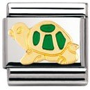 Nomination Composable Classic Tiere - Land Edelstahl, Email und 18K-Gold (Schildkrote Grun) 030212