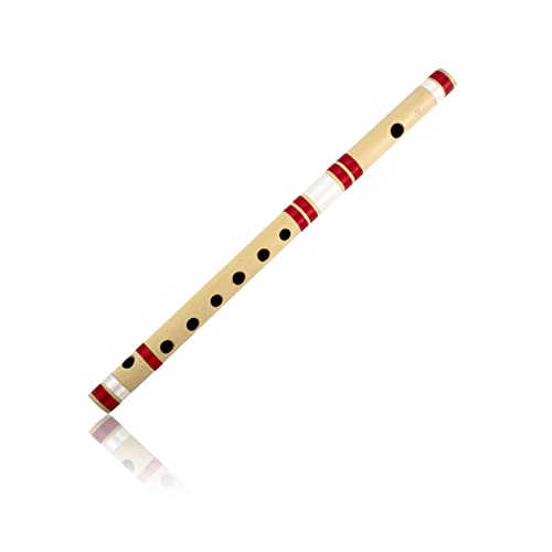 Authentische indische Holzflöte aus Bambus, 35,6 cm (14 Zoll) in "B" Tonart Fipple Holzblasinstrumente Blockflöte Traditionelle Bansuri Handarbeit Neuheit Dekorationen & Sammlerstücke