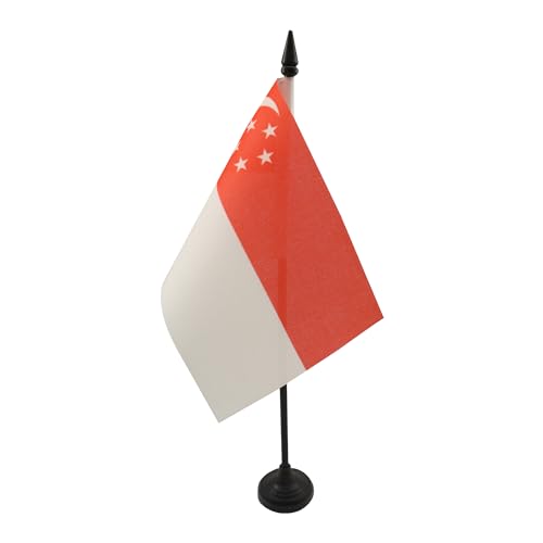 AZ FLAG - Tischflagge Singapur - 15x10 cm - Singapurische Tischfahne 10 x 15 cm - Flaggen