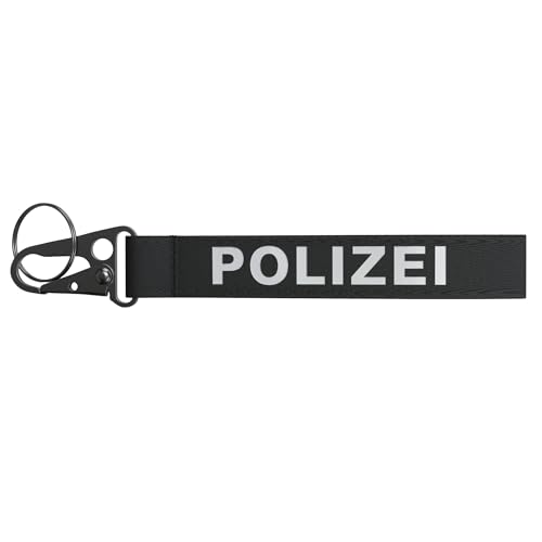 Patch Force - Schlüsselband Polizei (schwarz) - Schlüsselanhänger mit Karabiner/Haken - Als Ausrüstung, Zubehör oder Geschenk für Polizisten, Kinder oder Sammler - Keychain