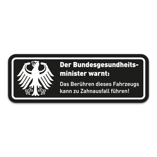 Fun-Aufkleber Warnung Zahnausfall schwarz I kfz_364 I 10 x 3,5 cm groß I Auto-Aufkleber Fahrzeug-Sticker Motorrad Mofa Fahrrad-Aufkleber I wetterfest