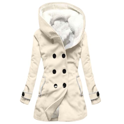 KONG JIMFAN Sweatjacke Damen Jacke Mädchen Pullover Damen Elegant Kurzmantel Damen Wolle Winterjacke Damen Übergangsmantel Damen Herbst Übergangsmantel Damen Daunen Weste Lang Jacke Damen(Beige,M)