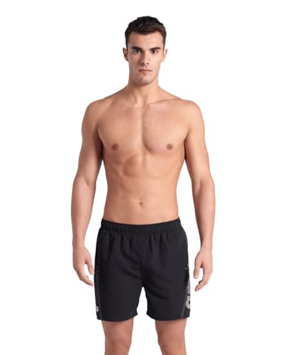 Arena Herren Fundamentals Logo Boxer Swim Trunks, Black-White, XL EU