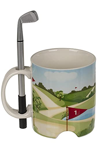 Out of the Blue Keramik Tasse Golfplatz mit Golfschläger-Stift und Golfball