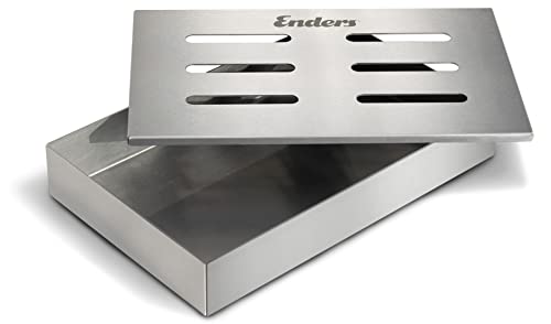 Enders® RÄUCHERBOX EDELSTAHL 8812 Räuchermehl, Räucherchips, Räucherpellets, Grill-Zubehör, Gasgrill BBQ, silber