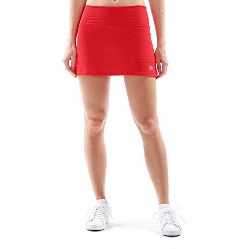 Sportkind Mädchen & Damen Tennis, Hockey, Golf Basic Skort, Rock mit Innenhose, atmungsaktiv, UV-Schutz, rot, Gr. M