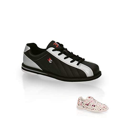 Bowling-Schuhe | 3G | Kicks – Sportlich moderner Schuh für Damen, Herren und Kinder | Ideal für Freizeit- und Hobbyspieler | Silber/Schwarz - Größe: 42,5