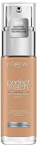 L'Oréal Paris Make up, Flüssige Foundation mit Hyaluron und Aloe Vera, Perfect Match Make-Up, Nr. 3.D/3.W Golden Beige, 30 ml