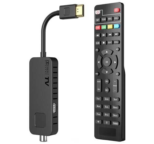 Dcolor DVB T2 Receiver - HDMI TV Stick HD 1080P H265 HEVC Main 10 Bit, Unterstützung USB WiFi/Multimedia/PVR [Inklusive 2in1 Universal-Fernbedienung]