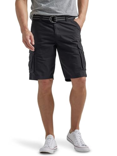 Lee Herren Latzhose mit Gürtel, Wyoming-Cargo-Short-Latzhose Gürtel, Wyoming-Latzhose Gürtel, Latzhose, Cargo Shorts, Schwarz, 38 EU