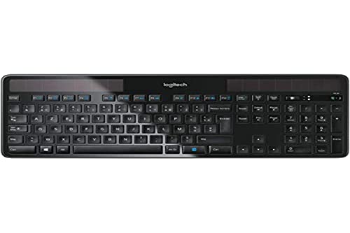 Logitech K750 Kabellose Solar Tastatur für Windows, 2,4 GHz kabellos mit USB-Unifying-Empfänger, Ultradünn, Kompatibel mit PC, Laptop, Französisches AZERTY-Layout - Schwarz