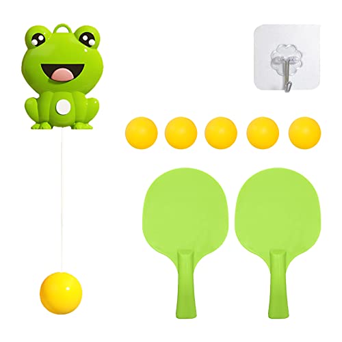 Tischtennis-Trainer-Set zum Aufhängen für den Innenbereich, DAWRIS Tischtennis Trainer Kinder Tischtennisset Trainingsgeräte für den, Ping Pong Set mit 5 Tischtennisbälle und 2 Tischtennis Schläger