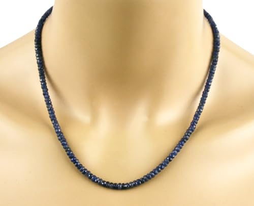 Saphir Kette - Collier in dunkel-blau, 102 Karat