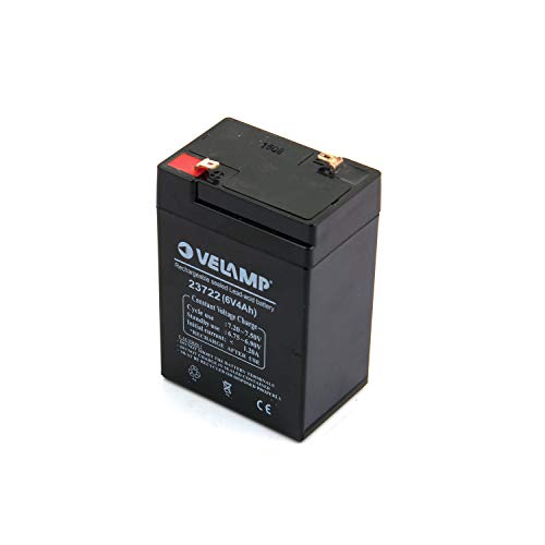 Velamp 23722 Wiederaufladbare Bleibatterie, Faston-Anschlüsse, 6 V, 4 Ah, Einzelpack