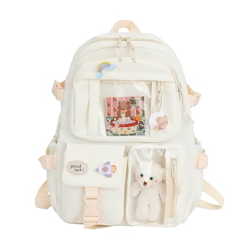 Taschen Lässiger Frischer Mädchenrucksack Cute Rucksack Schulrucksack Kleinkinder für Schulbedarf Zubehör Rucksäcke (Beige, One Size)