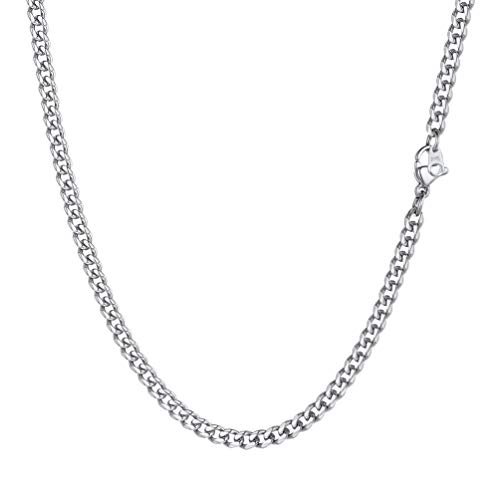 PROSTEEL Choker Halskette 316L Edelstahl glänzend Panzerkette 3mm 36+5cm Kurze kubanische Gliederkette verstellbar Damen Mädchen Collier Weihnachten Valentinstag