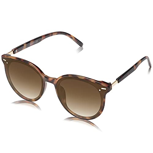 SOJOS Klassisch Retro Runde Sonnenbrille Damen Herren Groß Brille BLOSSOM SJ2067 (C9 Gelber Demi Rahmen/Gradiente Braune Linse)