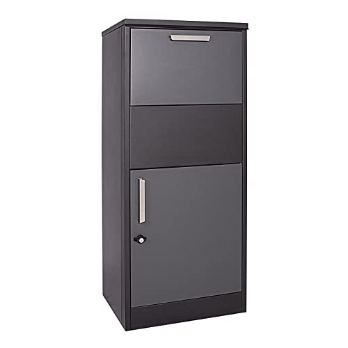 Wiltec Paketkasten Anthrazit 500 x 390 x 1150 mm, Paketbox Zuhause, Private Paketannahme passend für Pakete und Päckchen, Standbriefkasten Stahl