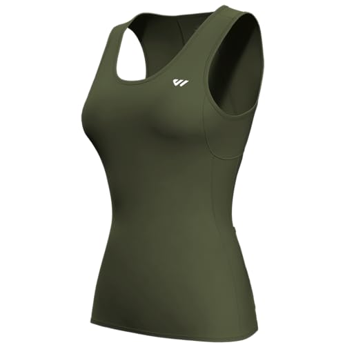 Lo.Gas Fahrradtrikot Damen äRmellos,Radtrikot Atmungsaktiv Rennrad Trikot Fahrradshirt Mountainbike Frauen Sport Shirts FüR Damen Tank Top 4 Taschen Olive green M