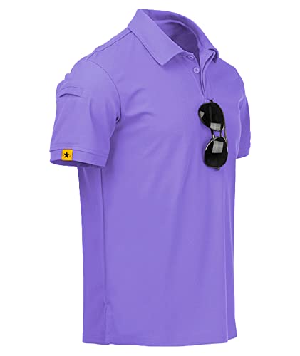 JACKETOWN Poloshirts Herren Kurzarm Atmungsaktives Schnelltrocknend Poloshirts Männer Sommer Knopfleiste T-Shirts Männer Casual Sport Shirt Basic Regular Fit Golf Polohemd(Lila-3XL)