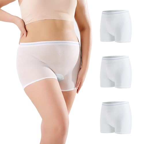 CARER Healthcare Incontinence Pregnancy 3er-Pack Netz-Unterwäsche nach der Geburt, atmungsaktiv, hohe Taille, C-Abschnitt, feuchtigkeitsableitend, latexfrei, Krankenhaus-Netzhöschen, Weiß 3, L