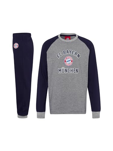 FC Bayern München Schlafanzug | Pyjama | Kinder | Gestreift | Blau-Grau