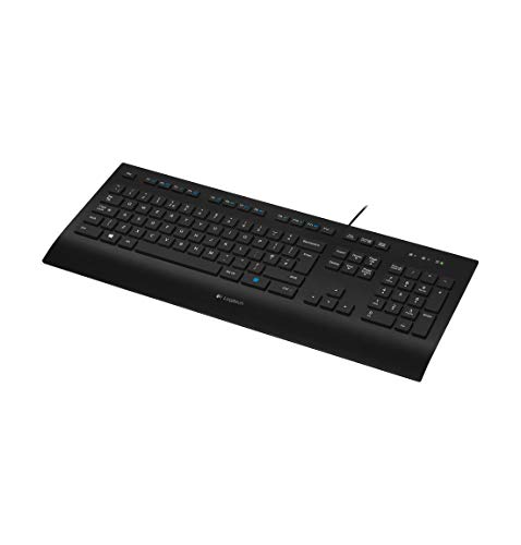 Logitech K280e Pro Kabelgebundene Business Tastatur für Windows, Linux und Chrome, USB-Anschluss, Handballenauflage, Spritzwassergeschützt, PC/Laptop, Deutsches QWERTZ-Layout - Schwarz