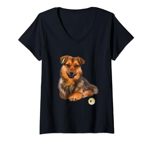 Junger Hund aus der Smeura T-Shirt mit V-Ausschnitt