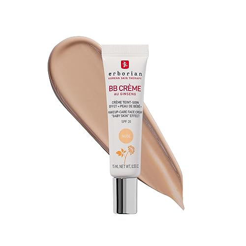 Erborian BB Crème mit Ginseng - Hautperfektionscreme - Babyhaut-Effekt - 5-in-1 koreanische Gesichtskosmetik mit LSF 20 - Nude - 15 ml