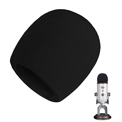 AOBETAK Popschutz Groß Schaumstoff für Mikrofon,Mikrofon Windschutz für Blue Yeti, Yeti Pro Kondensator mikrofon,Schwarz