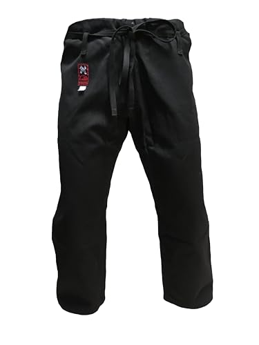 Budodrake Karatehose Makoto, schwarz, 12 oz schwer, Schnürbund (170)