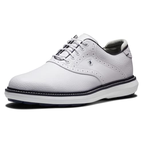 FootJoy Herren Fj Traditions Spikeless Golfschuh, Weiß, Weiß, Marineblau