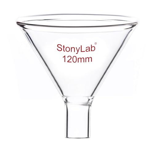 stonylab Glas Pulvertrichter, Heavy Wall Borosilikatglas Funnel Kurzer Stiel mit 120 mm oberem Durchmesser und 22 mm Vorbau Länge