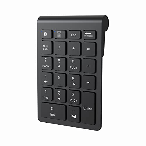 cimetech Bluetooth Numpad- kabellos ziffernblock mit 22 Tasten -10 Multifunktionstasten Multimedia-Keys Kabellos Nummernblock für - Laptop/Desktop/Notebook (Schwarz)