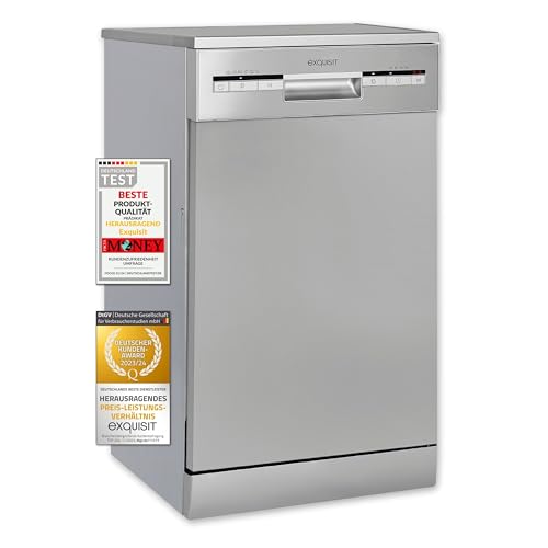 Exquisit Geschirrspüler GSP59109-030E silber | Spülmaschine 45 cm | Power+ | ECO Modus | Unterbaugerät