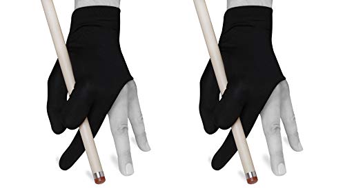 Quality gloves Billard passt für jede Hand – Einheitsgröße – wählen Sie Ihre Farbe (schwarz, 2 Stück)