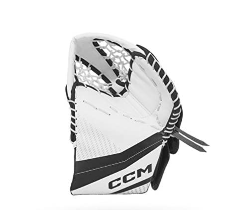 CCM YTFLEX 3 Eishockey Torwarthandschuh Catcher, Youth (Weiß/Weiß/Schwarz/Schwarz, Regulär)