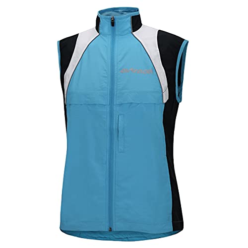 Airtracks Damen Fahrradweste Laufweste Radweste Leichte Wind Weste Reflektierend Winddicht Ärmellos Windstopper Atmungsaktiv Windstopper XS S M L Xl XXl 3XL 4XL - hellblau-weiß - XL