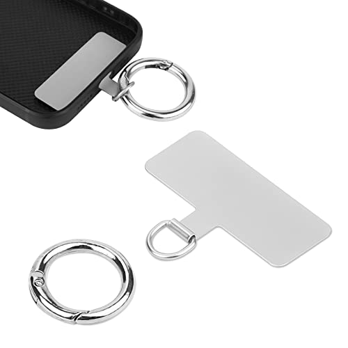 LUTER Telefon Halteband Patch, Silver Iron Handy Lanyard Pads mit 1 Metallfederring Robust Tragbar Handy Lanyard Patch für Handy Ersatzteil