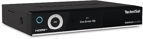 TechniSat DIGIPLUS UHD S2-4K Sat Receiver mit alphanumerischem Display und Twin Tuner (DVB-S/DVB-S2, HEVC, H.265, App Steuerung, PVR Aufnahmefunktion, WLAN, LAN, CI+, USB, OLED) schwarz