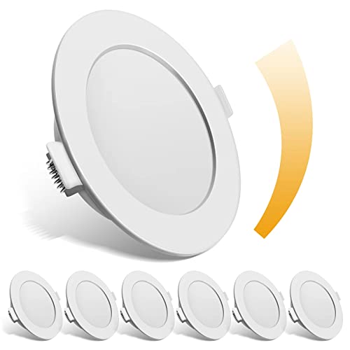 UKawhi LED Einbaustrahler Dimmbar 230V Deckenspots 6W Warmweiss 6er Set IP44 LED Spots Badleuchten Einbauleuchten 3000K für Wohnzimmer Badezimmer Einbautiefe 26mm