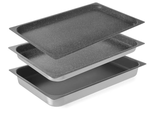 HENDI Gastronormbehälter, mit antihaftbeschichtet, geeignet zur Verwendung in Öfen, Backblech, Einschubblech, GN 1/1, 530x325x(H)40mm, Aluminium