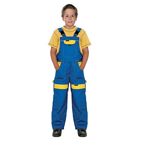 Kinder Arbeitshose Latzhose 100% Baumwolle Berufsbekleidung Kinder Anzug Overalls , Blau / Gelb - 104 EU