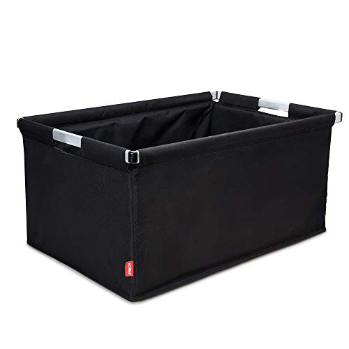 achilles Transportkiste, Big-Box Alu, Einkaufskorb, Klappbox mit Alurahmen, Transportbox, Kofferraumbox, Faltbox, 61,5x42x29cm (Schwarz)