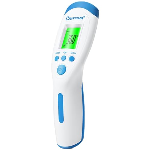 Berrcom Fieberthermometer Infrarot Digitales Stirnthermometer für Babys and Adults Kontaktlos Thermometer mit 3 Farben Fieberalarm, °C/°F Schalter